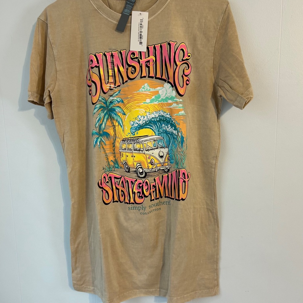 Simply Southern Sunshine State of Mind VW Tan Graphic T-Shirt Large‎ SUNSHINE